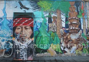 Fresque mapuche, quartier Yungay, Santiago