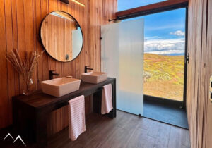 Salle de bain, hôtel Auralta, Patagonie, Chili