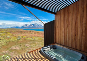 Terrasse chambre double Hôtel Auralta, Patagonie, Chili